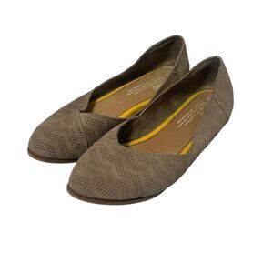 TOMS Diamond Jutti Neat Suede Taupe Flats Women's Size 6.5